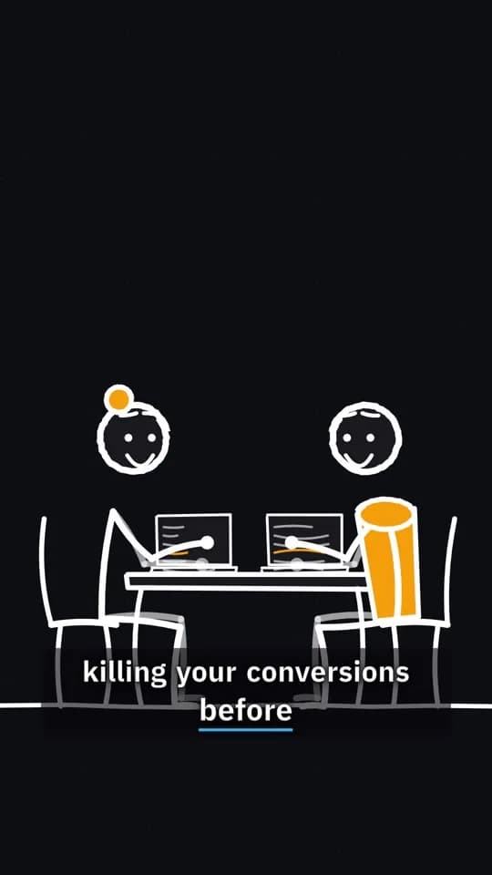 Character scene: two drawn founders at laptops