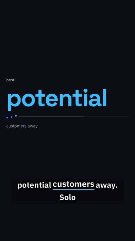 Kinetic type scene: the word 'potential' in large blue type